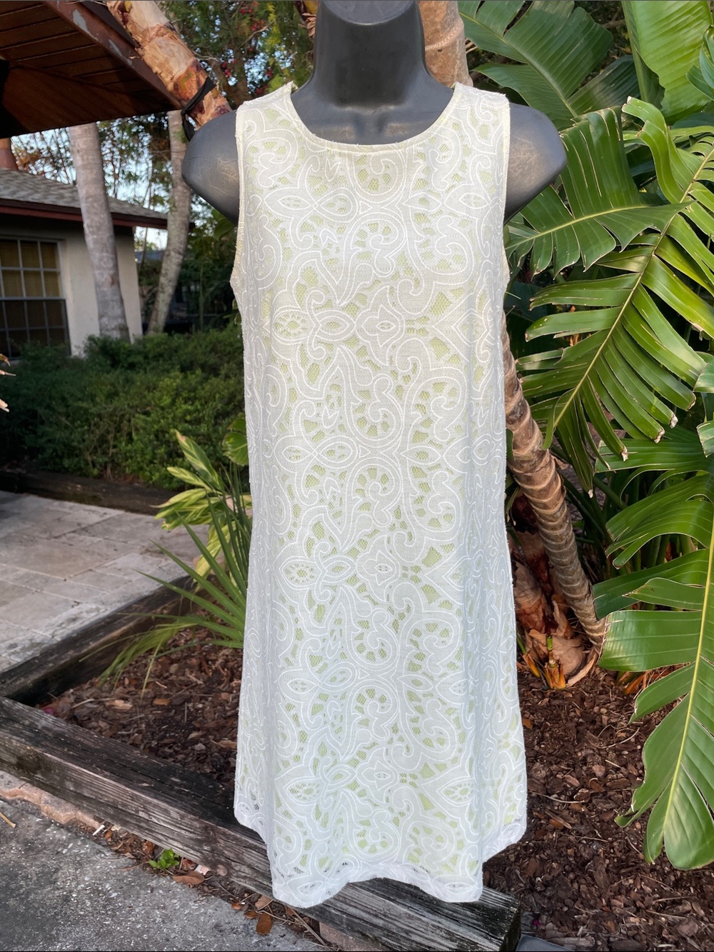 lime, green and lace sheath